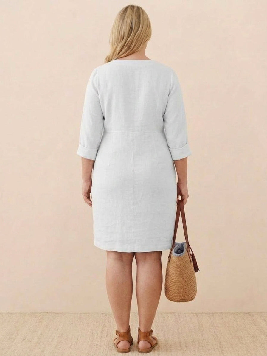 Katie | Denim Round Neck Knee-Length Dress