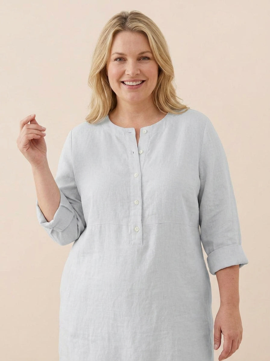 Katie | Denim Round Neck Knee-Length Dress