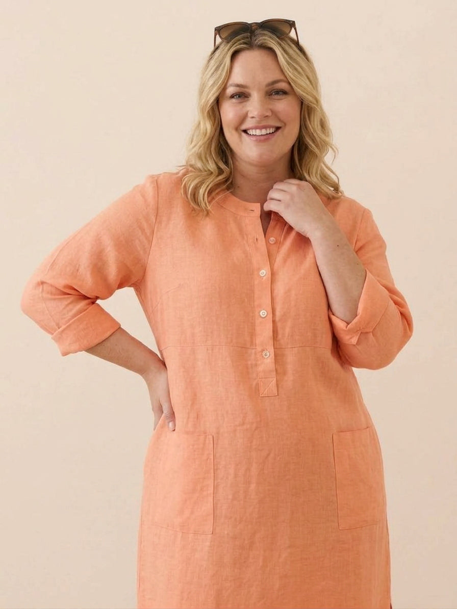 Katie | Denim Round Neck Knee-Length Dress