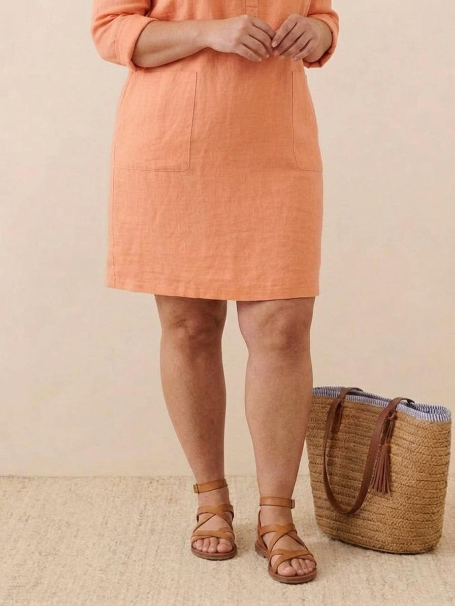Katie | Denim Round Neck Knee-Length Dress