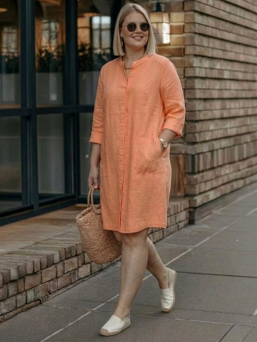 Katie | Denim Round Neck Knee-Length Dress