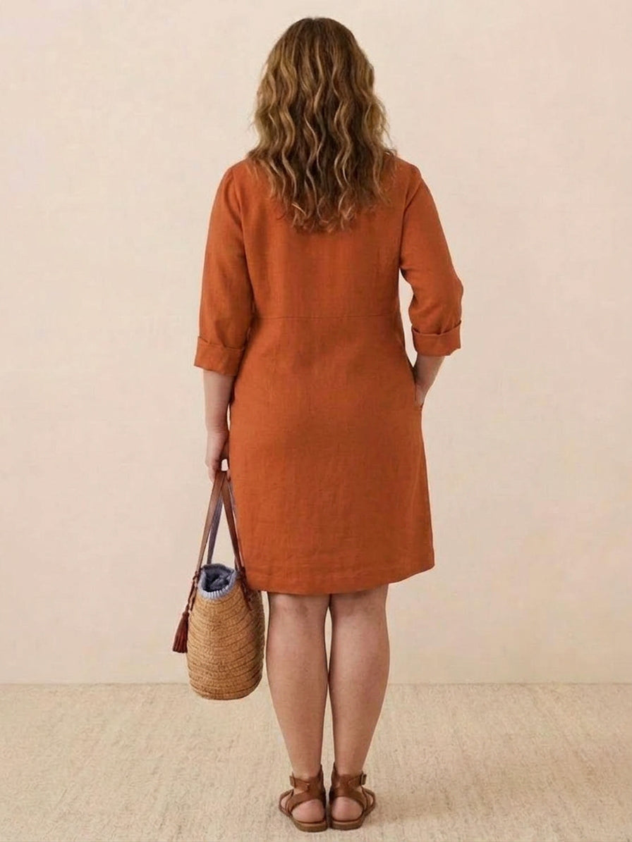 Katie | Denim Round Neck Knee-Length Dress