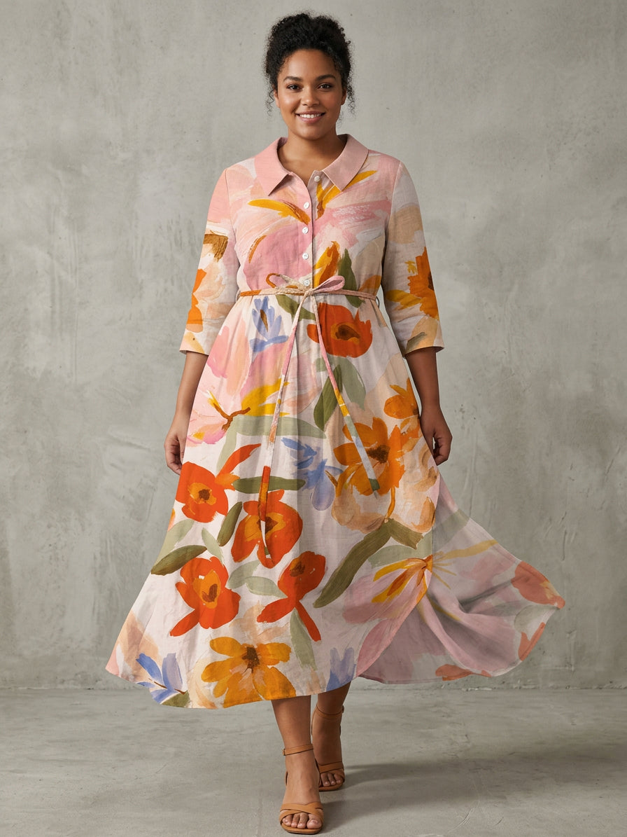 Valentina Floral Collared Midi Dress