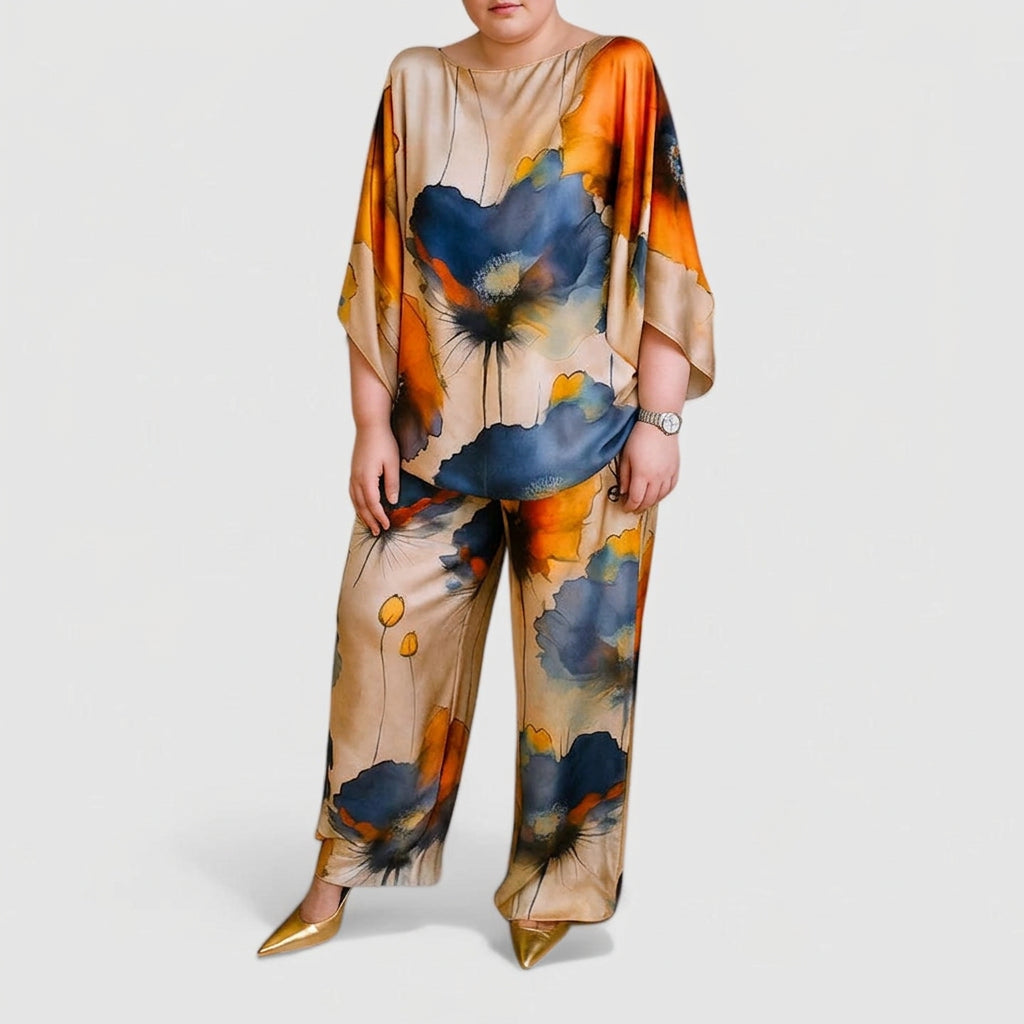 Brittany | Satin Floral Two-Piece Set