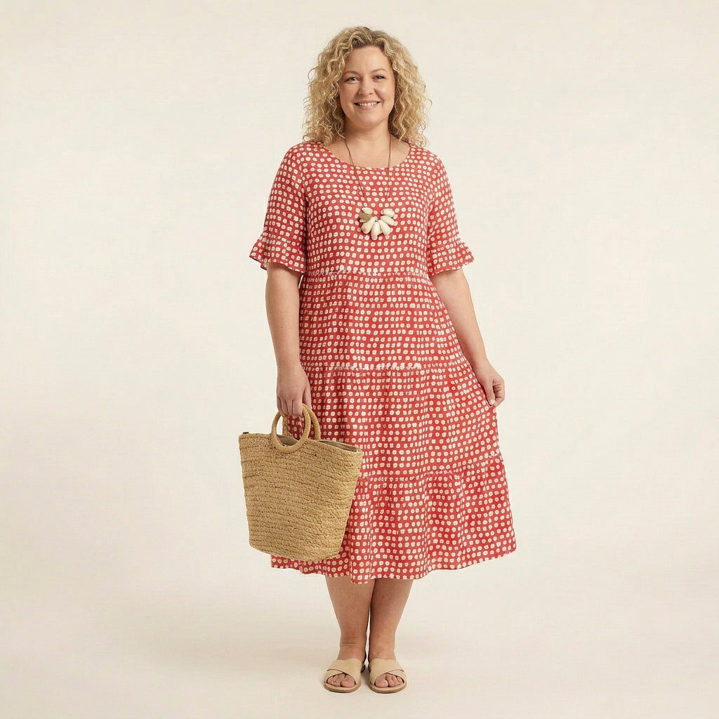 Yvette Checked Round Neck Midi Dress – view 2
