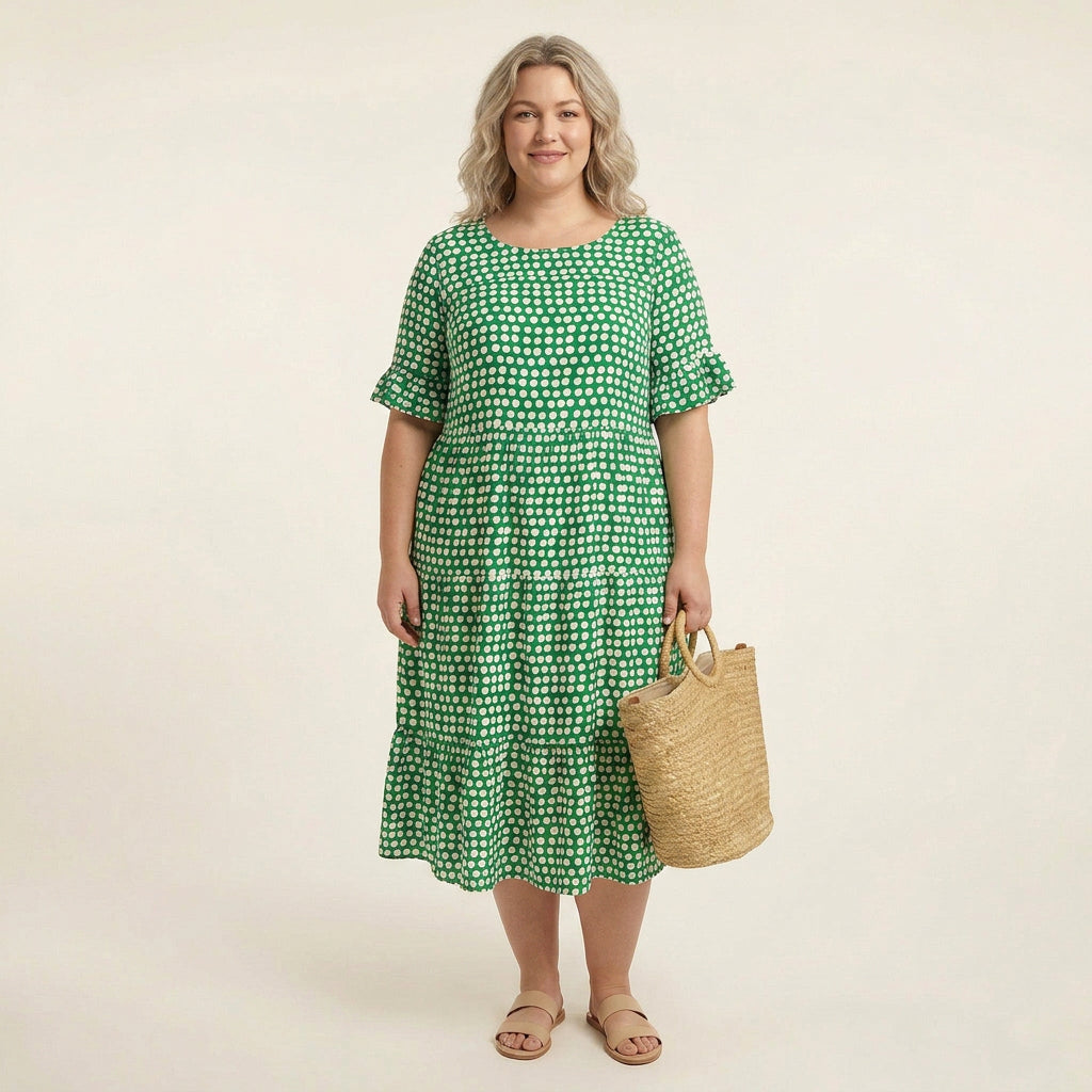 Yvette Checked Round Neck Midi Dress – view 4