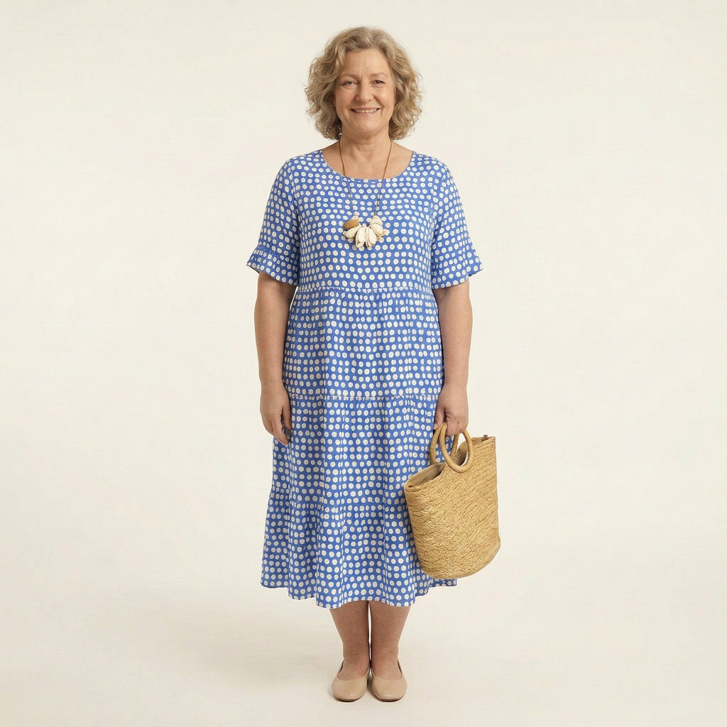 Yvette Checked Round Neck Midi Dress – view 5