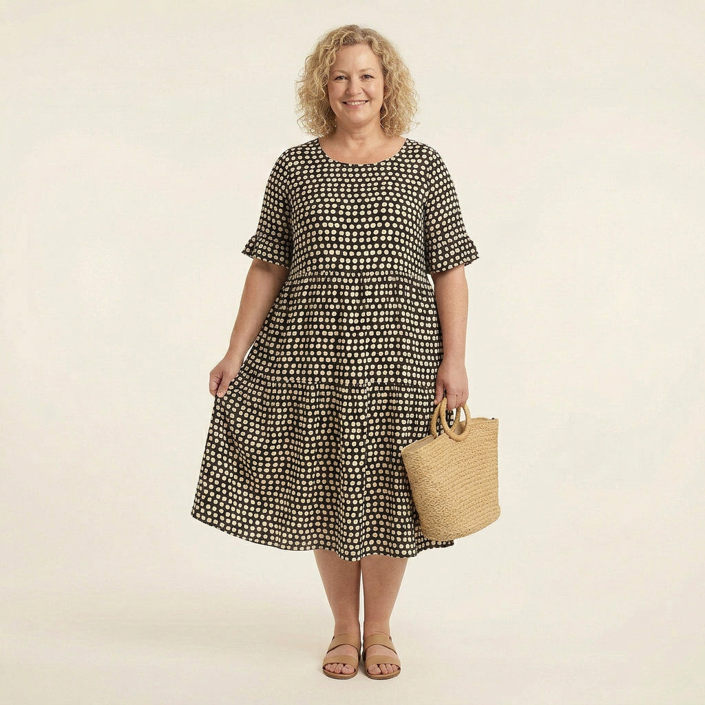 Yvette Checked Round Neck Midi Dress – view 6